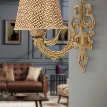 Aplica de perete, Opviq, 390FLH2362, Natural / Aur imagine