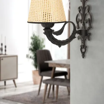 Aplica de perete, Opviq, 390FLH2364, Natural/Negru imagine