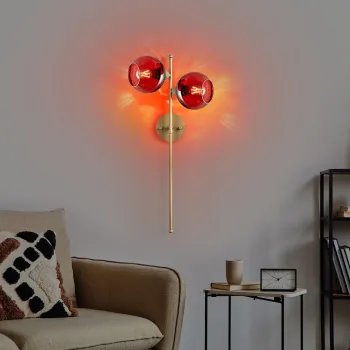 Aplica de perete, Opviq, 521SHN3705, Rosu / Auriu imagine