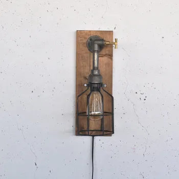 Aplica de perete, Opviq, 791EVL1606, Lemn/Negru imagine