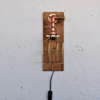 Aplica de perete, Opviq, 791EVL1607, Lemn / Auriu roz imagine