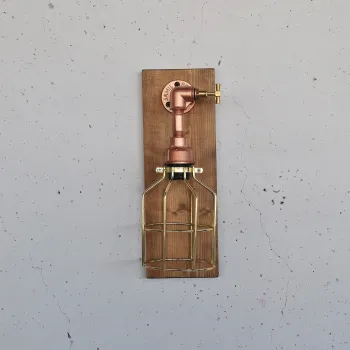 Aplica de perete, Opviq, 791EVL1609, Lemn / Auriu roz imagine