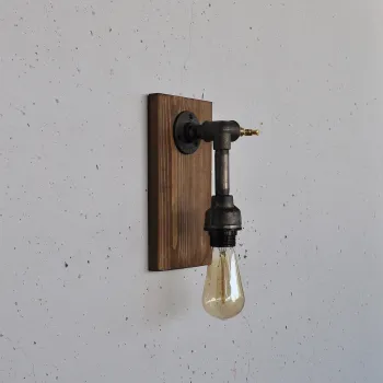 Aplica de perete, Opviq, 791EVL1614, Lemn/Negru imagine