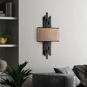 Aplica de perete, Opviq, 892OPV2407, Negru / Maro deschis imagine