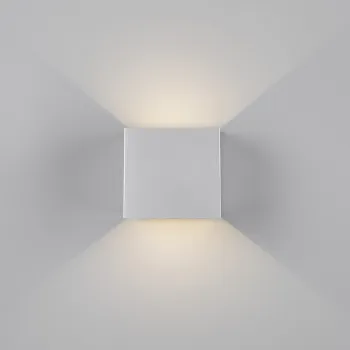 Aplica de perete patrata pentru exterior Genie, RL NOW, 10x10.5x10 cm, 1W, 2x SMD, plastic, titaniu imagine