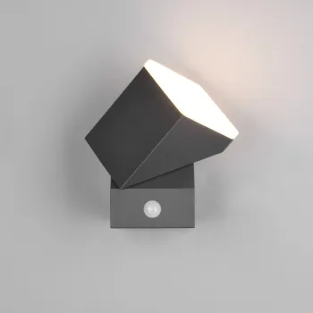 Aplica de perete pentru exterior cu senzor Avon, TRIO, 9x16 cm, 7W, 1x SMD LED, aluminiu turnat, antracit imagine