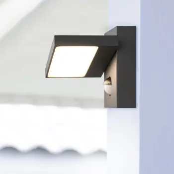 Aplica de perete pentru exterior cu senzor Horton, TRIO, 15x12 cm, 8W, 1x SMD, aluminiu, antracit imagine