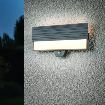 Aplica de perete pentru exterior cu senzor Mariza, TRIO, 40x20.5 cm, 10W, 1x SMD, aluminiu, antracit imagine