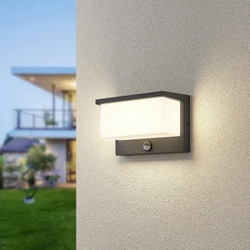 Aplica de perete pentru exterior cu senzor Nestos, TRIO, 23x15 cm, 13W, 1x SMD, aluminiu, antracit imagine