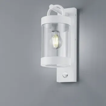 Aplica de perete pentru exterior cu senzor Sambesi, TRIO, 12.5x33 cm, 28W, 1x E27, aluminiu, alb mat imagine