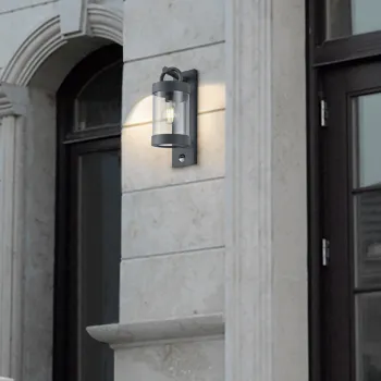 Aplica de perete pentru exterior cu senzor Sambesi, TRIO, 12.5x33 cm, 28W, 1x E27, aluminiu, antracit imagine