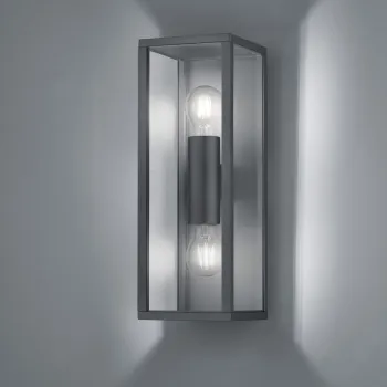 Aplica de perete pentru exterior Garonne, TRIO, 14x13.5x38 cm, 10W, 2x E27, aluminiu, antracit imagine