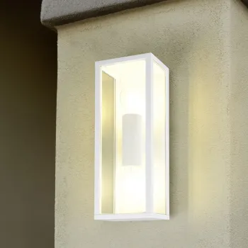 Aplica de perete pentru exterior Garonne, TRIO, 14x14x26 cm, 60W, 1x E27, aluminiu, alb mat imagine