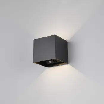 Aplica de perete pentru exterior Genie, RL NOW, 10x10.5x10 cm, 1W, 2x SMD, plastic, negru mat imagine