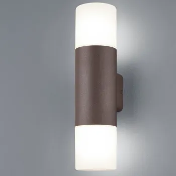 Aplica de perete pentru exterior Hoosic, TRIO, 8.5x11.8x33 cm, 28W, 2x E27, aluminiu turnat/plastic, maro imagine