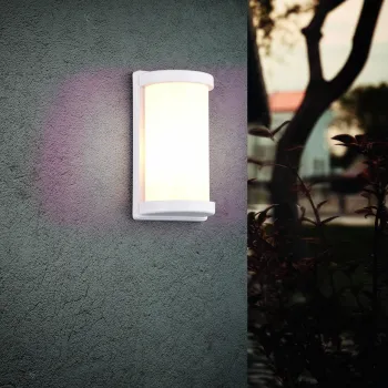 Aplica de perete pentru exterior Puelo, RL, 14.5x10x26.5 cm, 10W, 1x E27, aluminiu/plastic, alb mat imagine