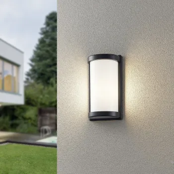 Aplica de perete pentru exterior Puelo, RL, 14.5x10x26.5 cm, 10W, 1x E27, aluminiu/plastic, negru mat imagine