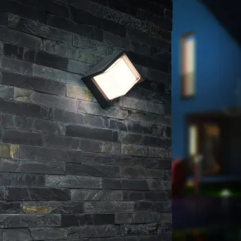 Aplica de perete pentru exterior Puno, RL, 15x10x15 cm, 8W, 1x SMD, plastic, negru mat imagine