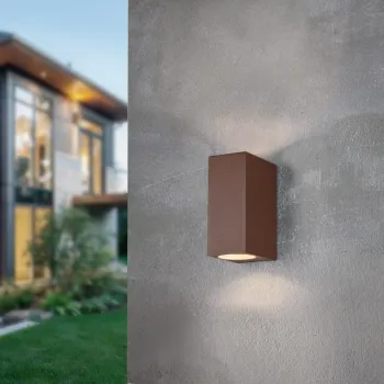 Aplica de perete pentru exterior Roya, TRIO, 6.9x15 cm, 35W, 2x GU10, aluminiu, maro imagine