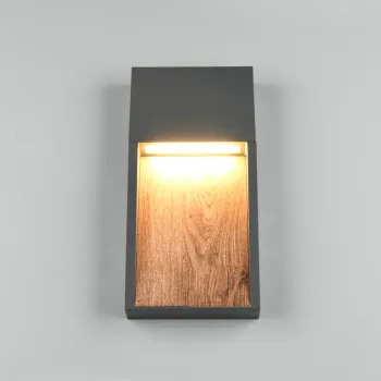 Aplica de perete pentru exterior Salmon, TRIO, 16.5x33 cm, 11W, 1x SMD, aluminiu, antracit/natur imagine