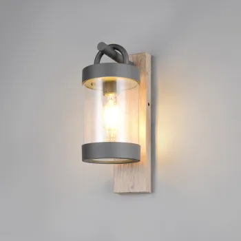 Aplica de perete pentru exterior Sambesi, TRIO, 12.5x33 cm, 28W, 1x E27, aluminiu, antracit/natur imagine