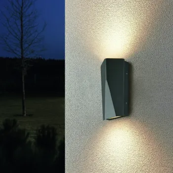 Aplica de perete pentru exterior Tay, TRIO, 10.6x6.2x20 cm, 4.5W, 2x SMD, aluminiu turnat, antracit imagine
