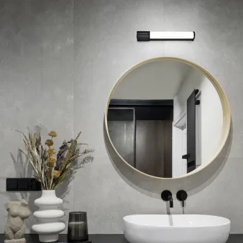 Aplica de perete Piera, TRIO, 41.5x5.5 cm, 8W, 1x SMD, plastic, negru mat/alb imagine