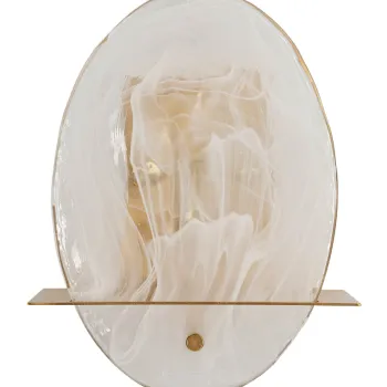 Aplica de perete Portlan, Mauro Ferretti, 1 x E14, 40W, 20x11x25 cm, sticla/fier, auriu/natural imagine