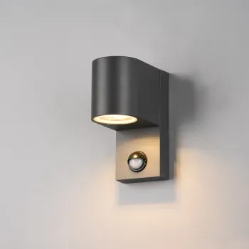 Aplica de perete rotunda pentru exterior cu senzor Roya, TRIO, 7x11.6x15 cm, 35W, 1x GU10, aluminiu, antracit imagine