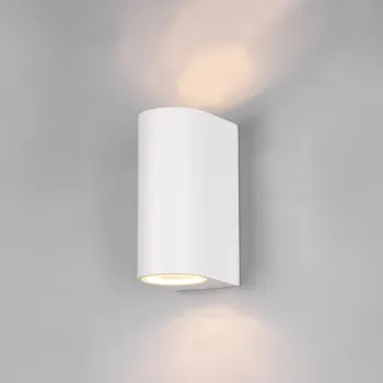 Aplica de perete rotunda pentru exterior Roya, TRIO, 6.9x15 cm, 35W, 2x GU10, aluminiu, alb mat imagine