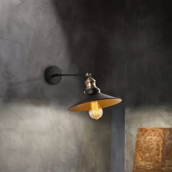 Aplica de perete, Saglam - 3741, Opviq, 25 x 40 x 20 cm, 1 x E27, 40W, negru/auriu imagine