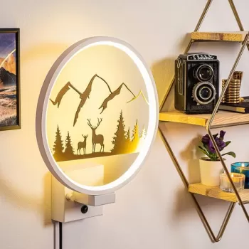 Aplica de perete, Shadow, 526SHD1155, Metal, Alb/Auriu imagine