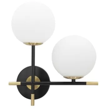 Aplica de perete Shuttle, Mauro Ferretti, 30x17x35 cm, 2 x E14, 40W, fier, alb/auriu imagine