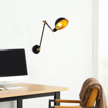 Aplica de perete, Sivani - MR-658, Alby, 15 x 30 x 50 cm, 1 x E27, 40W, negru/auriu imagine