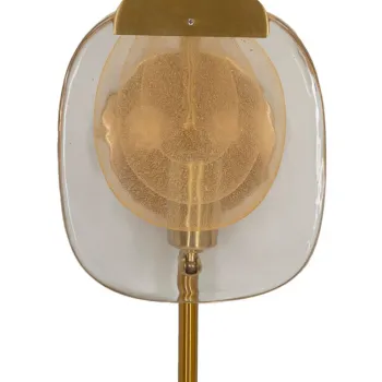 Aplica de perete Softy, Mauro Ferretti, 1 x E14, 40W, 15x14x38 cm, sticla/fier, auriu/natural imagine