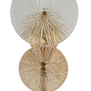 Aplica de perete Sunrise, Mauro Ferretti, 1 x E14, 40W, 20x14x41 cm, sticla/fier, auriu/natural imagine