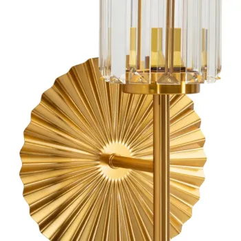 Aplica de perete Tirana, Mauro Ferretti, 2 x E14, 20W, 20x17x47 cm, fier/sticla, auriu/transparent imagine