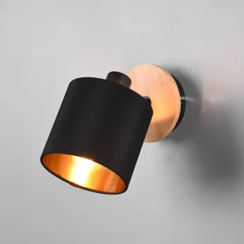 Aplica de perete Tommy, RL, 12x19.5 cm, 28W, 1x E14, metal, negru/natur imagine