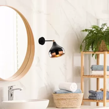 Aplica de perete, Yildo - 6901, Opviq, 17 x 28 x 28 cm, 1 x E27, 40W, negru/cupru imagine