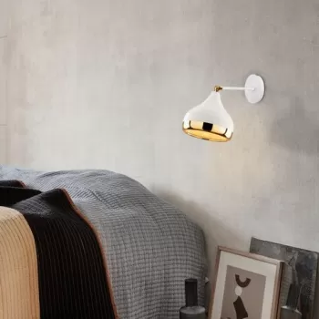 Aplica de perete, Yildo - 6902, Opviq, 17 x 28 x 28 cm, 1 x E27, 40W, alb/auriu imagine