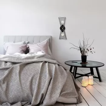 Aplica de perete, Zeyno - 3295, Tatum, 16 x 16 x 48 cm, 2 x E27, 40W, negru imagine