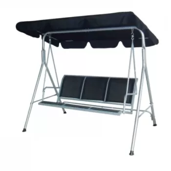 Balansoar cu umbrela, Heinner Home, 3 locuri, 175 x 112 x 152cm, otel/poliester, negru imagine