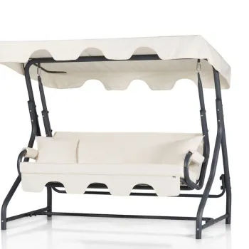 Balansoar de gradina 3 locuri, Clara, Ruta 3 Kisilik Bahce Balkon Teras Salincagi, Verde inchis/Alb imagine