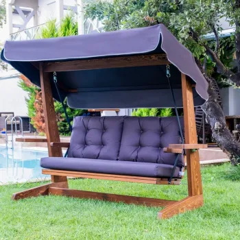 Balansoar de gradina 3 locuri, Swingo, Viva 2200, 220x100x175 cm, Cadru: 100% MOLID cu FSC(R), Antracit imagine