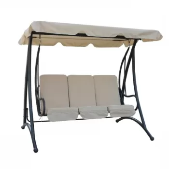 Balansoar leagan cu umbrela, 3 locuri, Heinner, STBL001, gradina/terasa, otel si poliester, 201 x 120 x 172 cm ,crem imagine
