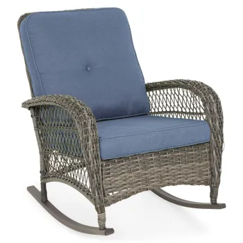 Balansoar pentru exterior Hamwell, 75x103x96 cm, otel/poliester, gri/albastru imagine