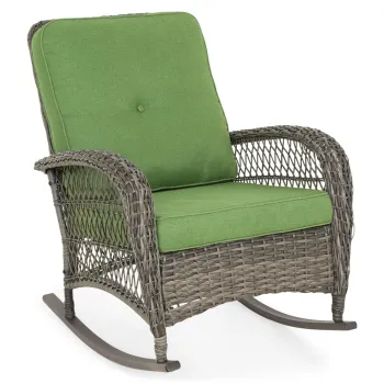 Balansoar pentru exterior Hamwell, 75x103x96 cm, otel/poliester, gri/verde imagine