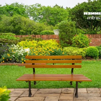 Banca pentru gradina Heinner, 120x57x70 cm, otel/lemn, natur/negru imagine
