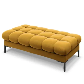 Bancheta 2 locuri, Mamaia, Micadoni Home, BL, 62x133x41 cm, catifea, galben imagine