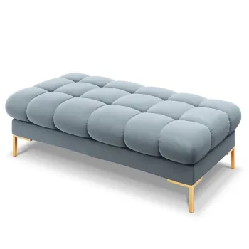 Bancheta 2 locuri, Mamaia, Micadoni Home, GL, 62x133x41 cm, catifea, albastru deschis imagine